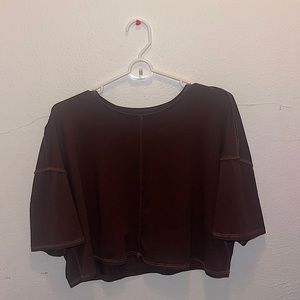 Brown Cropped Outseam T-Shirt